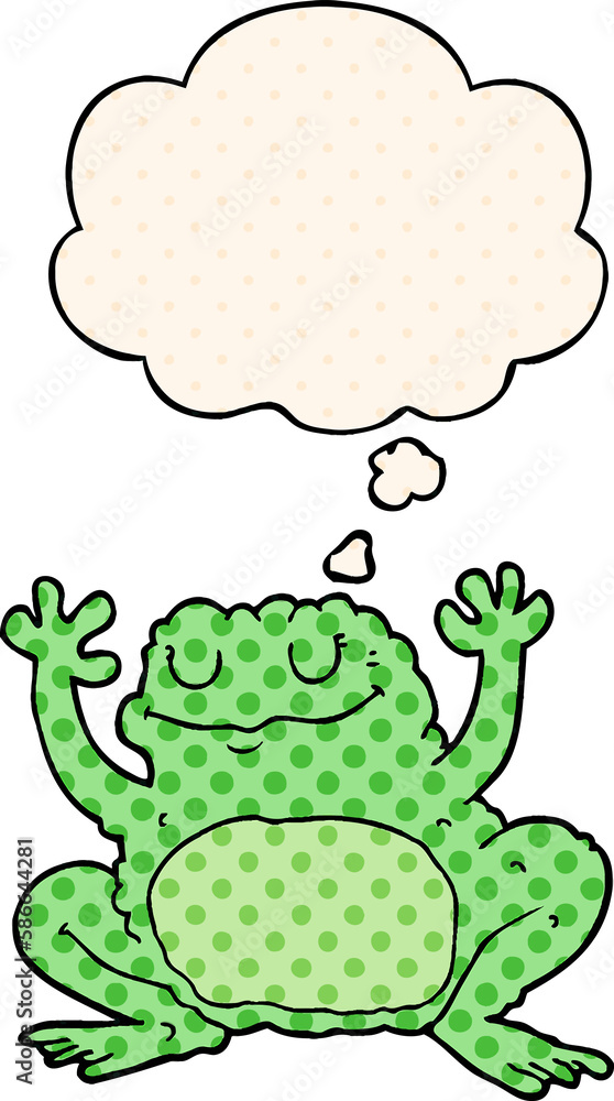 cartoon frog and thought bubble in comic book style cartoon frog and thought bubble in comic book style