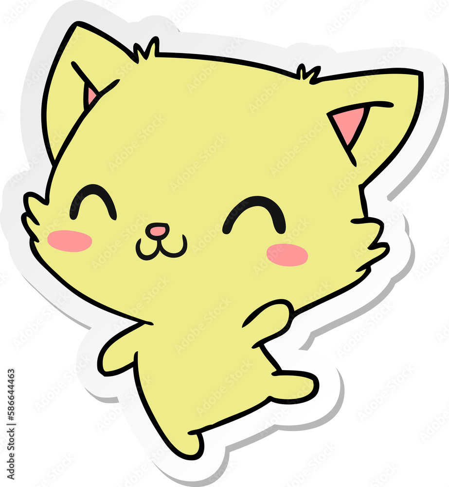 sticker cartoon of cute kawaii cat