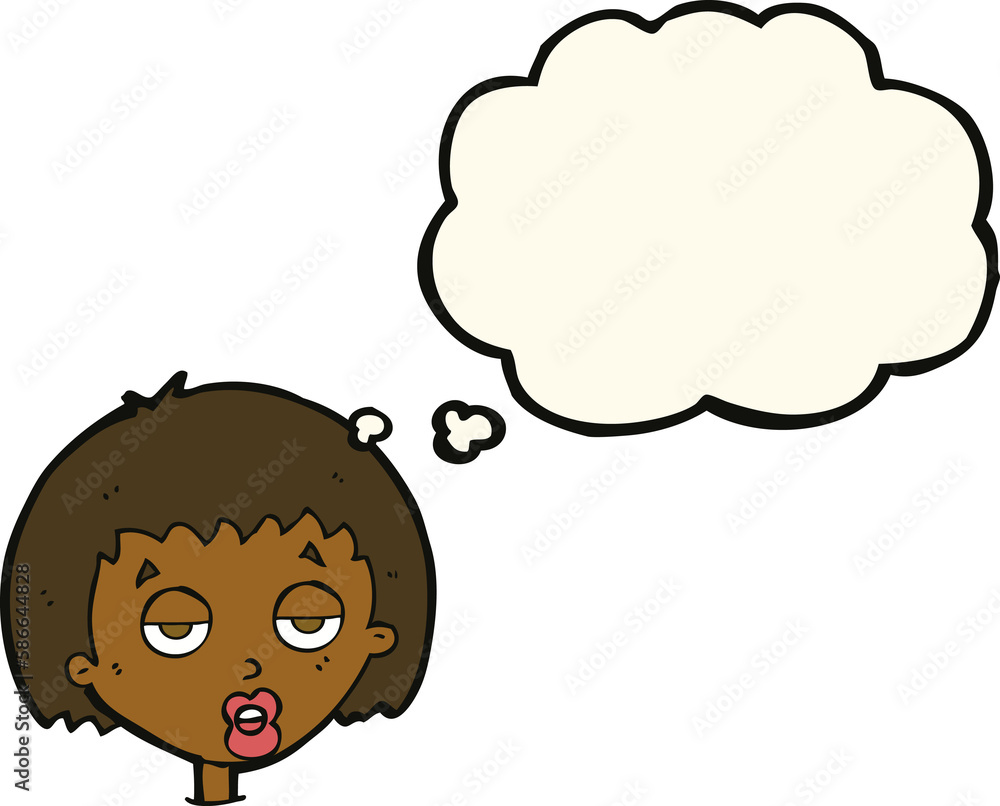 cartoon bored woman with thought bubble cartoon bored woman with thought bubble
