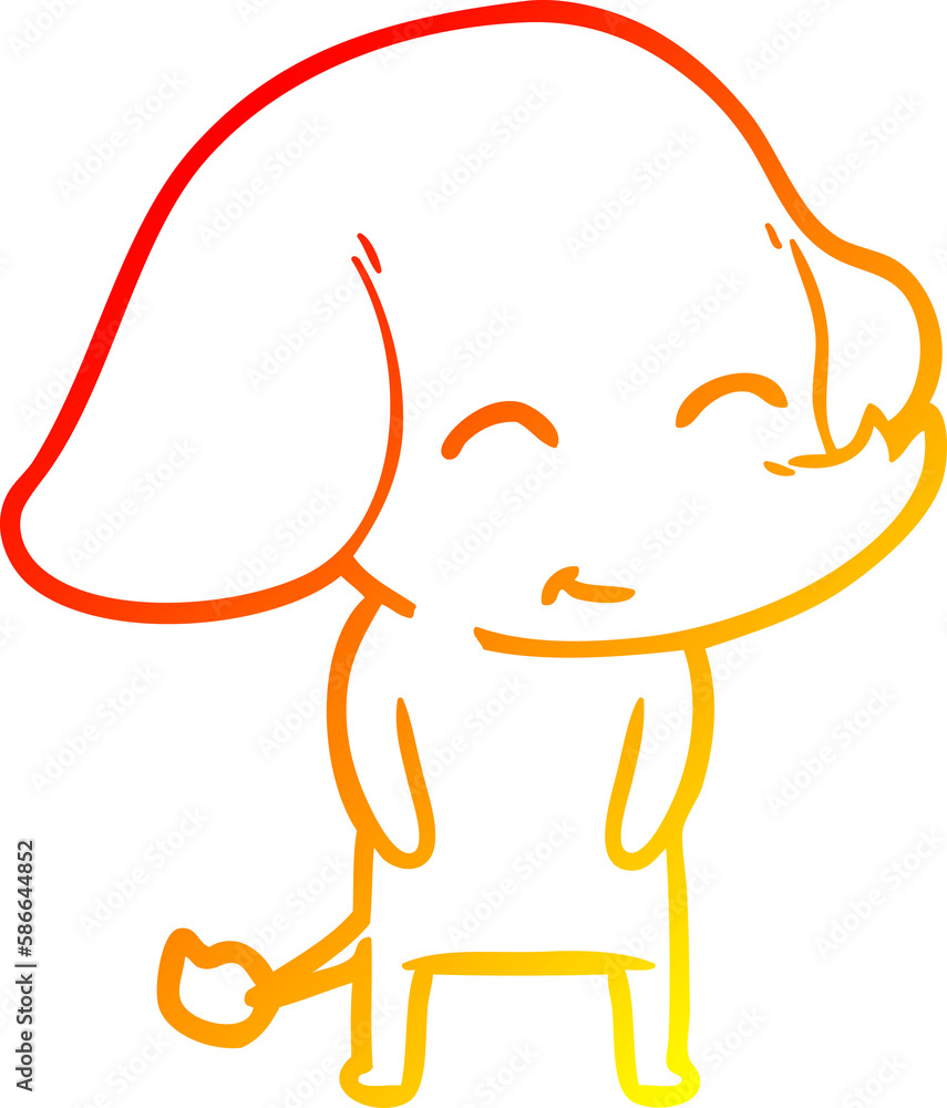 warm gradient line drawing cute cartoon elephant warm gradient line drawing cute cartoon elephant