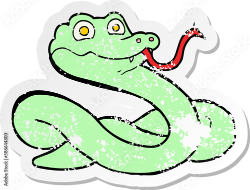 distressed sticker of a cartoon snake © lineartestpilot