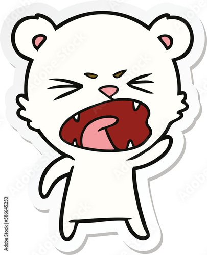 sticker of a angry cartoon polar bear