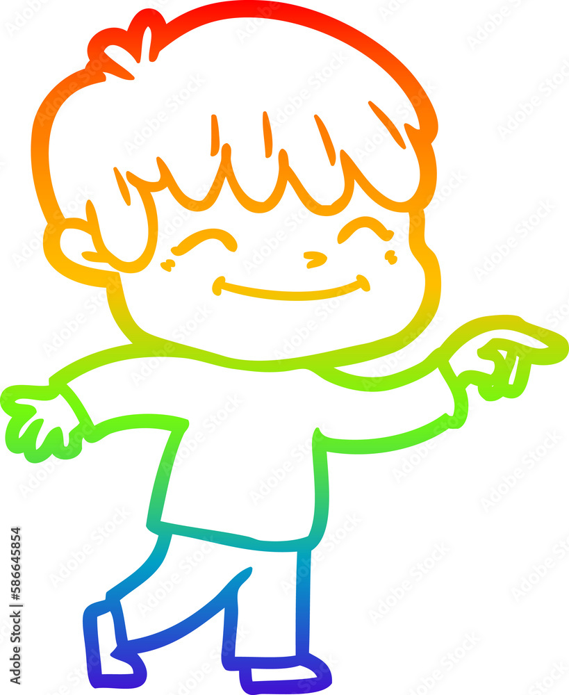 rainbow gradient line drawing cartoon happy boy rainbow gradient line drawing cartoon happy boy
