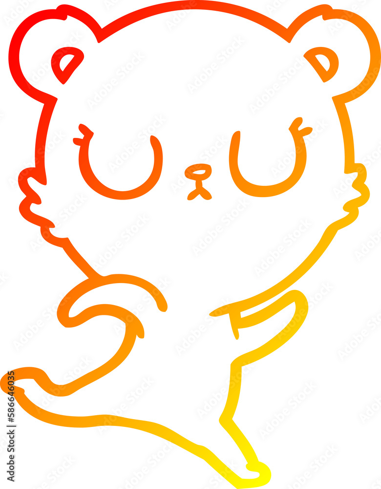 warm gradient line drawing peaceful cartoon bear running warm gradient line drawing peaceful cartoon bear running