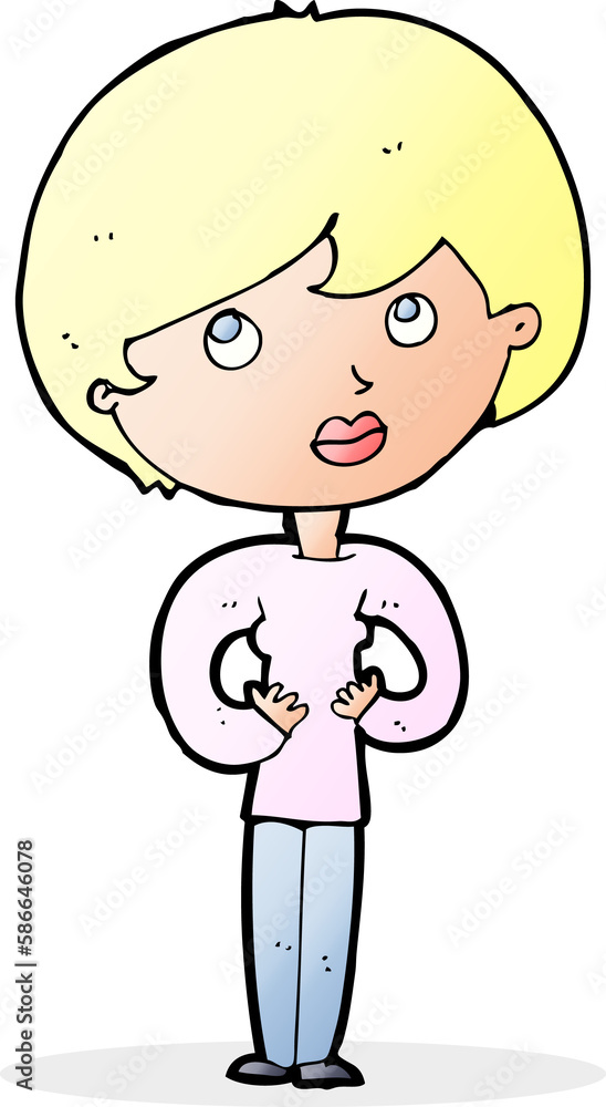 cartoon woman making Who Me? gesture cartoon woman making Who Me? gesture