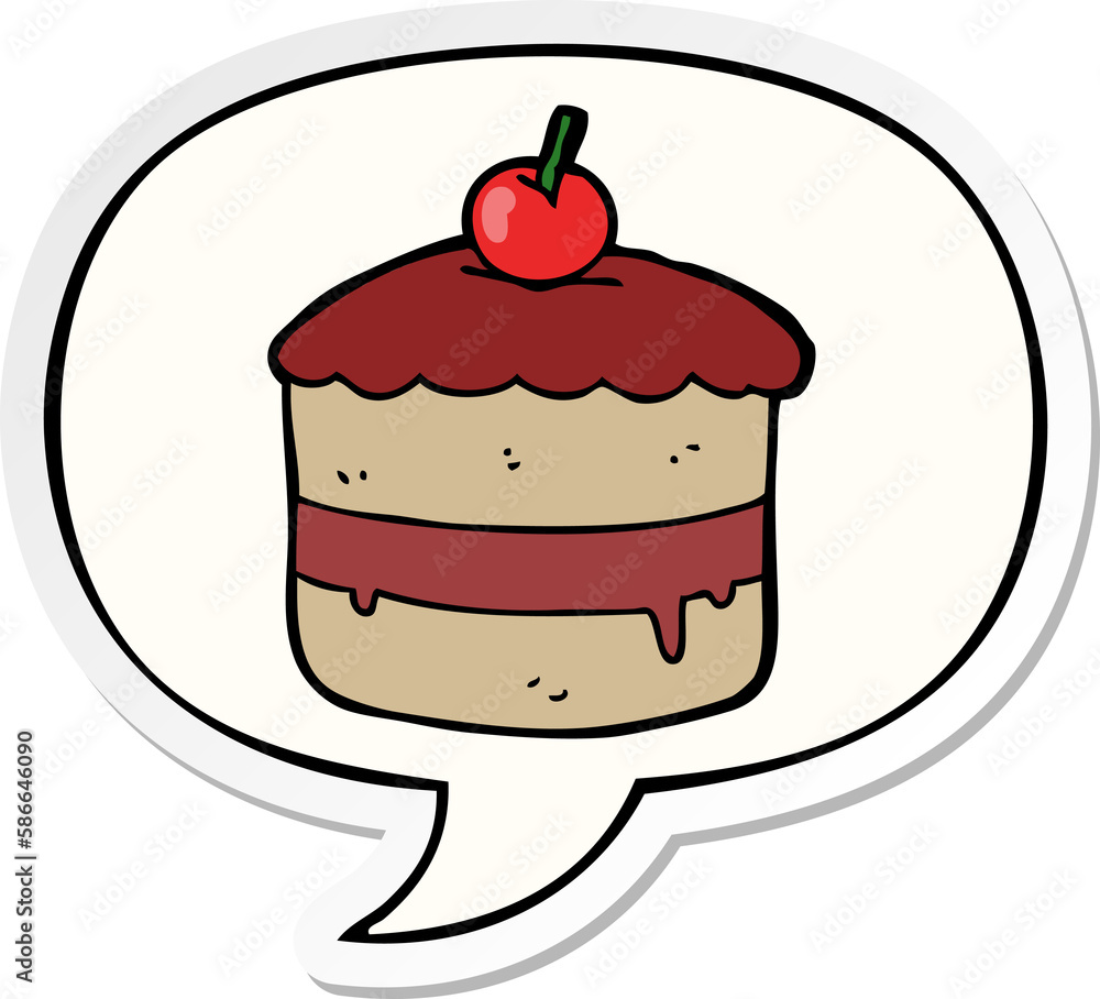 cartoon cake and speech bubble sticker cartoon cake and speech bubble sticker