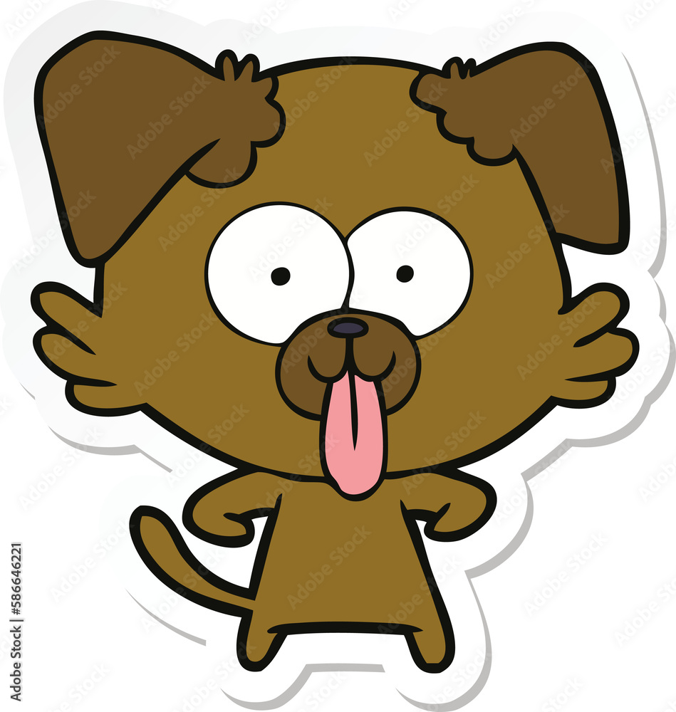 sticker of a cartoon dog with tongue sticking out sticker of a cartoon dog with tongue sticking out