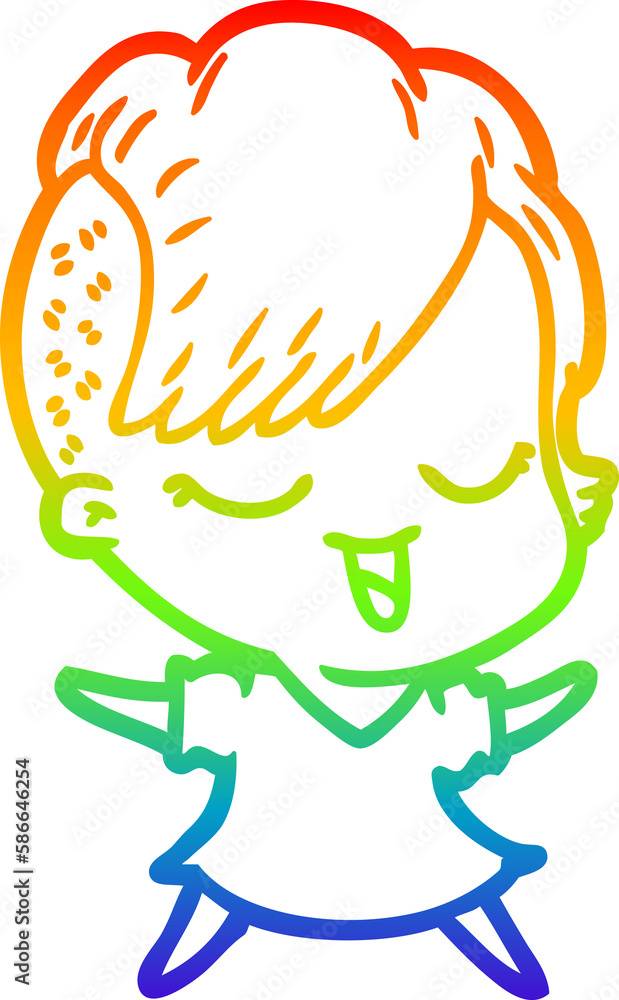 rainbow gradient line drawing happy cartoon girl rainbow gradient line drawing happy cartoon girl