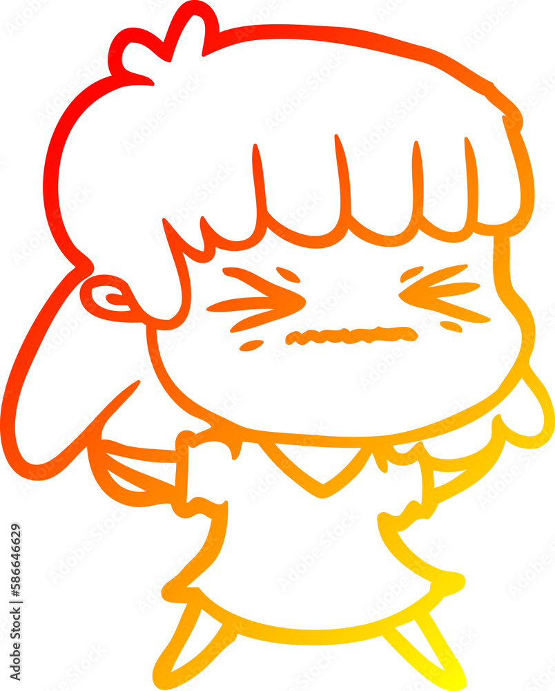 warm gradient line drawing cartoon woman warm gradient line drawing cartoon woman