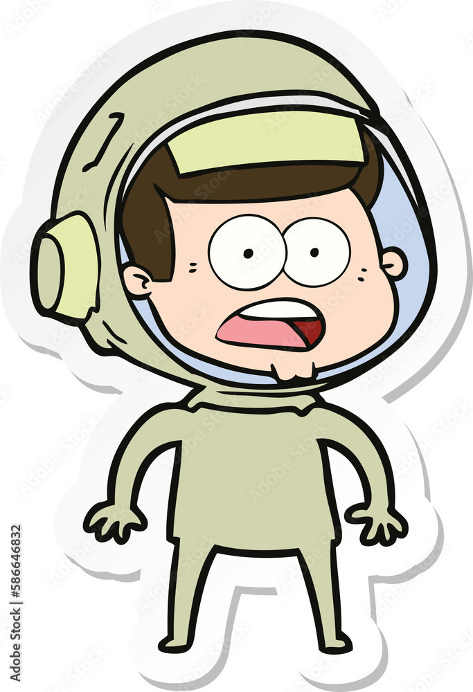sticker of a cartoon surprised astronaut sticker of a cartoon surprised astronaut