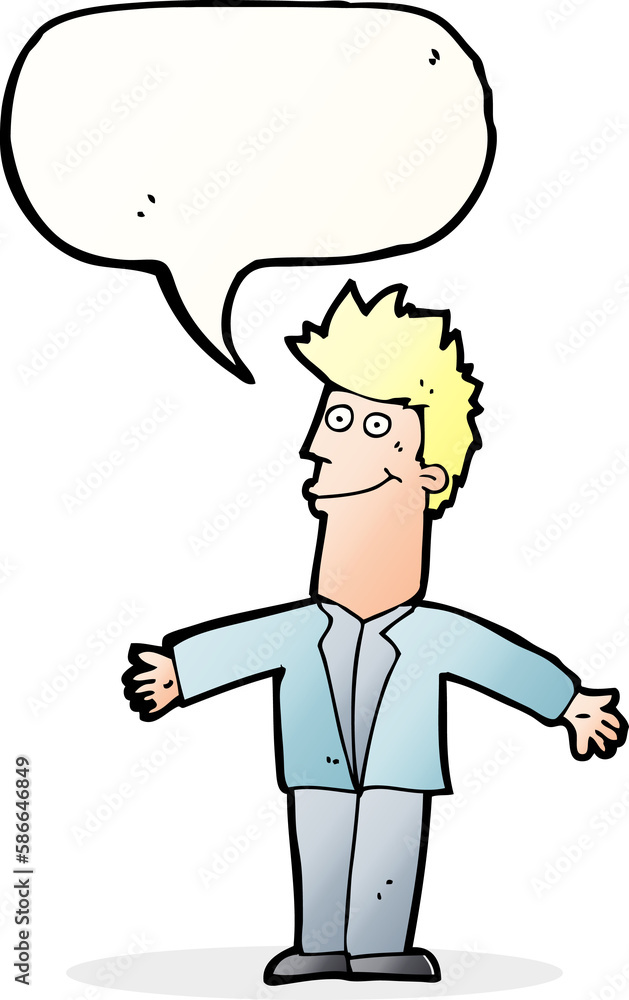 cartoon happy man with speech bubble cartoon happy man with speech bubble