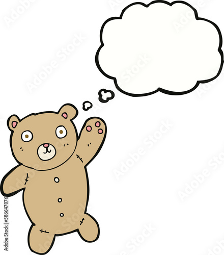 cartoon cute teddy bear with thought bubble