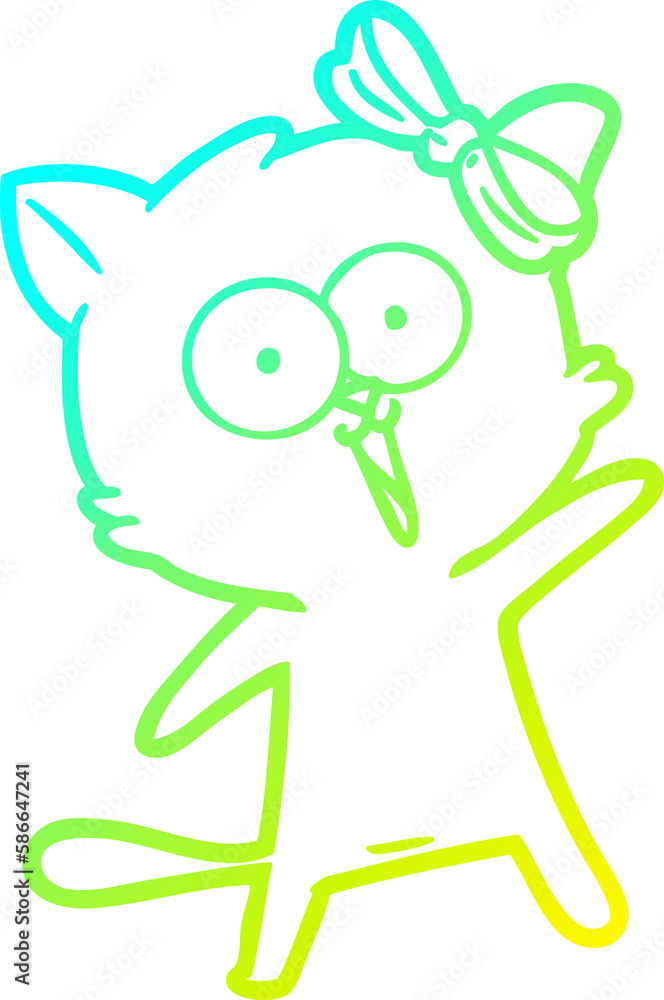 Obraz premium cold gradient line drawing cartoon cat