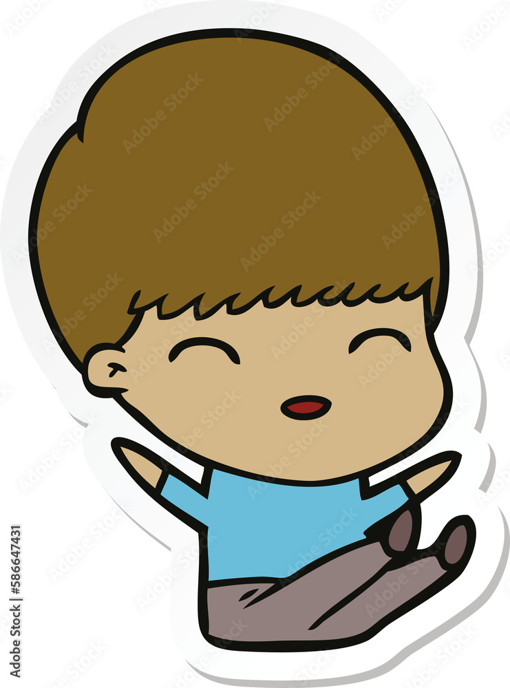 sticker of a happy cartoon boy sticker of a happy cartoon boy
