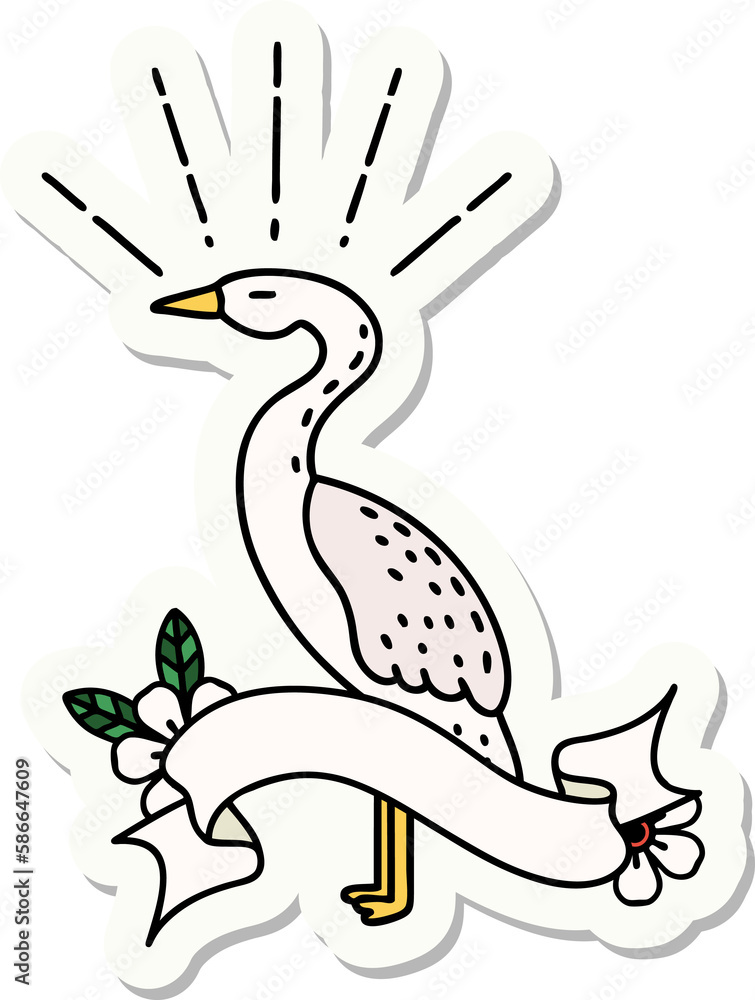 Fototapeta premium sticker of tattoo style standing stork