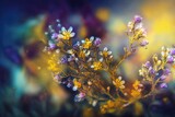 abstract background of small wild flowers. ai generative