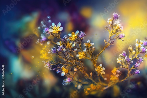 abstract background of small wild flowers. ai generative