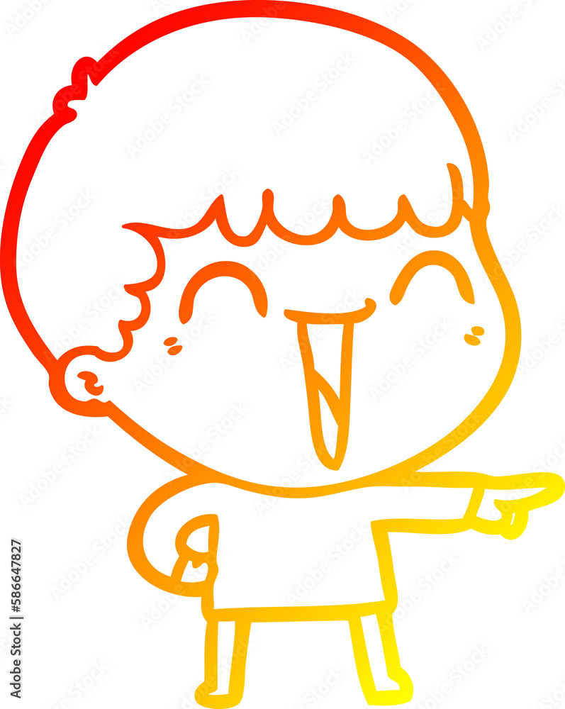 Obraz premium warm gradient line drawing cartoon happy man