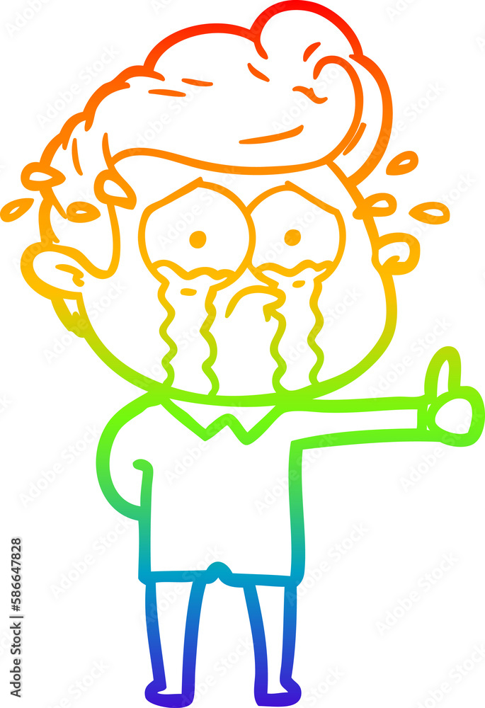 rainbow gradient line drawing cartoon crying man rainbow gradient line drawing cartoon crying man