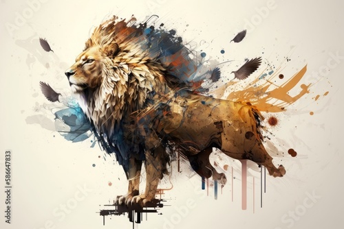 Create an abstract animal that embodies the concept of freedom . a lion wallpaper Generative AI