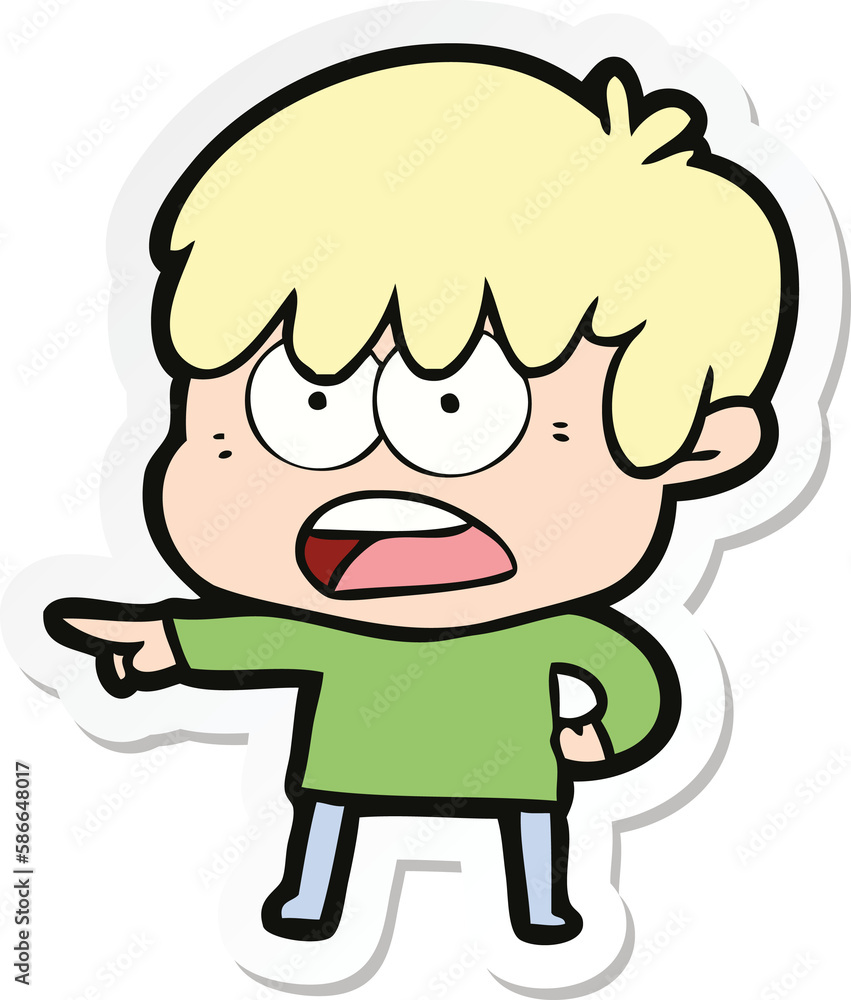 sticker of a worried cartoon boy sticker of a worried cartoon boy