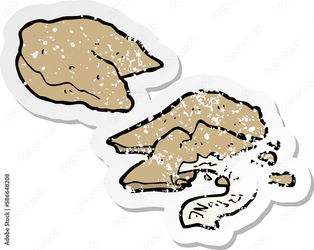 distressed sticker of a cartoon fortune cookies distressed sticker of a cartoon fortune cookies