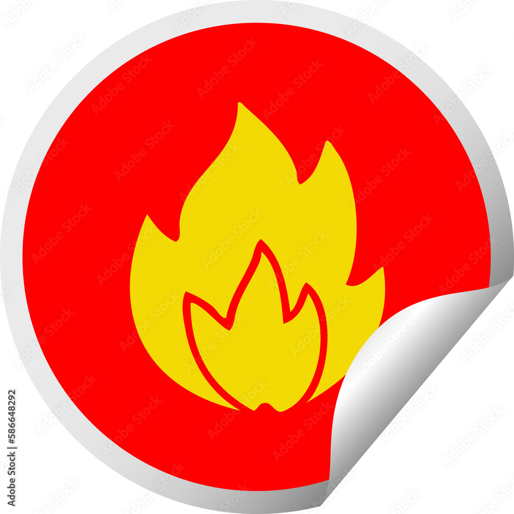 circular peeling sticker cartoon fire circular peeling sticker cartoon fire