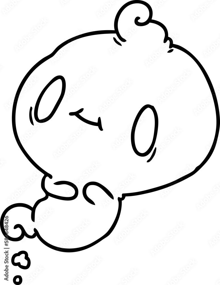 line drawing of a kawaii cute ghost line drawing of a kawaii cute ghost
