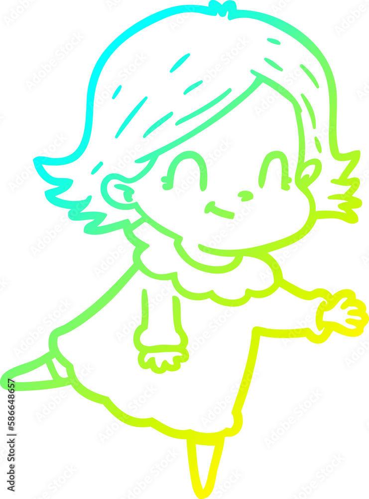cold gradient line drawing cartoon friendly girl cold gradient line drawing cartoon friendly girl