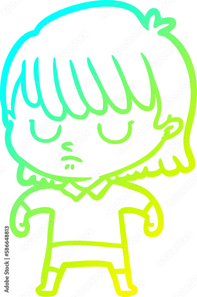 cold gradient line drawing cartoon woman cold gradient line drawing cartoon woman