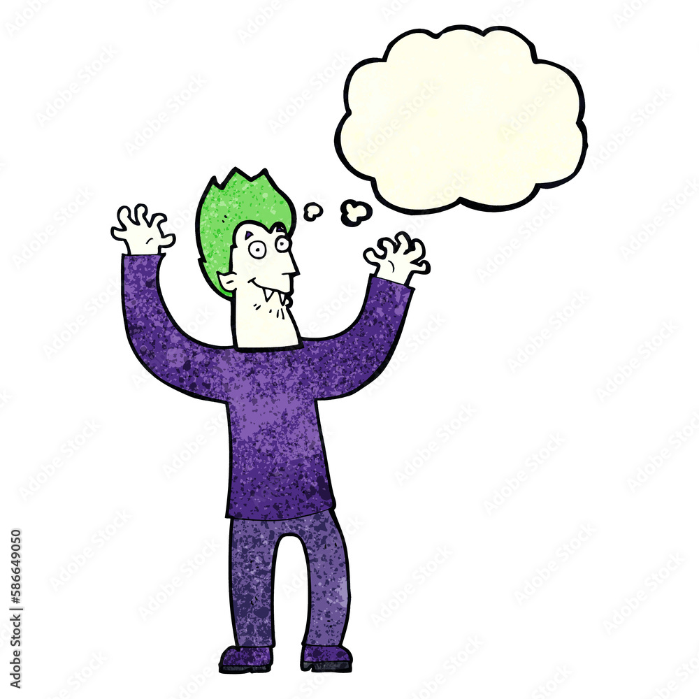 cartoon halloween vampire with thought bubble cartoon halloween vampire with thought bubble