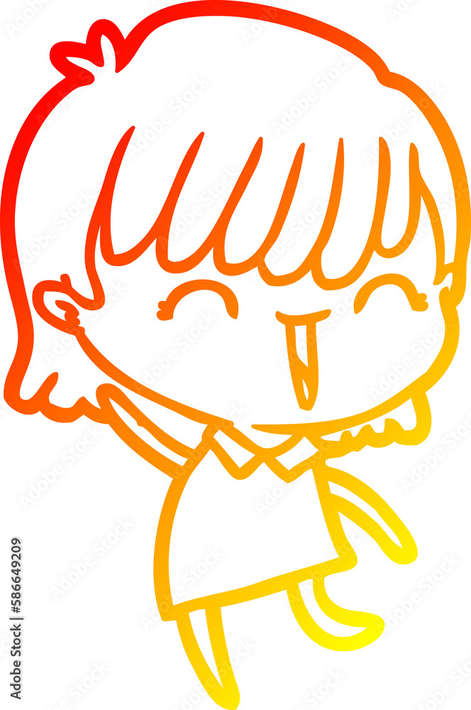 Fototapeta premium warm gradient line drawing cartoon woman