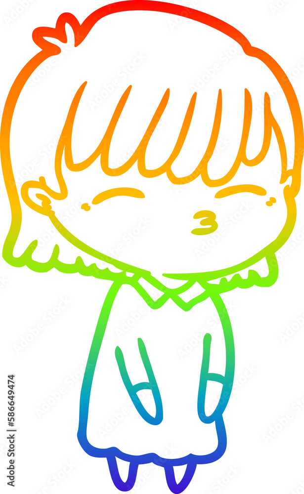 rainbow gradient line drawing cartoon woman rainbow gradient line drawing cartoon woman