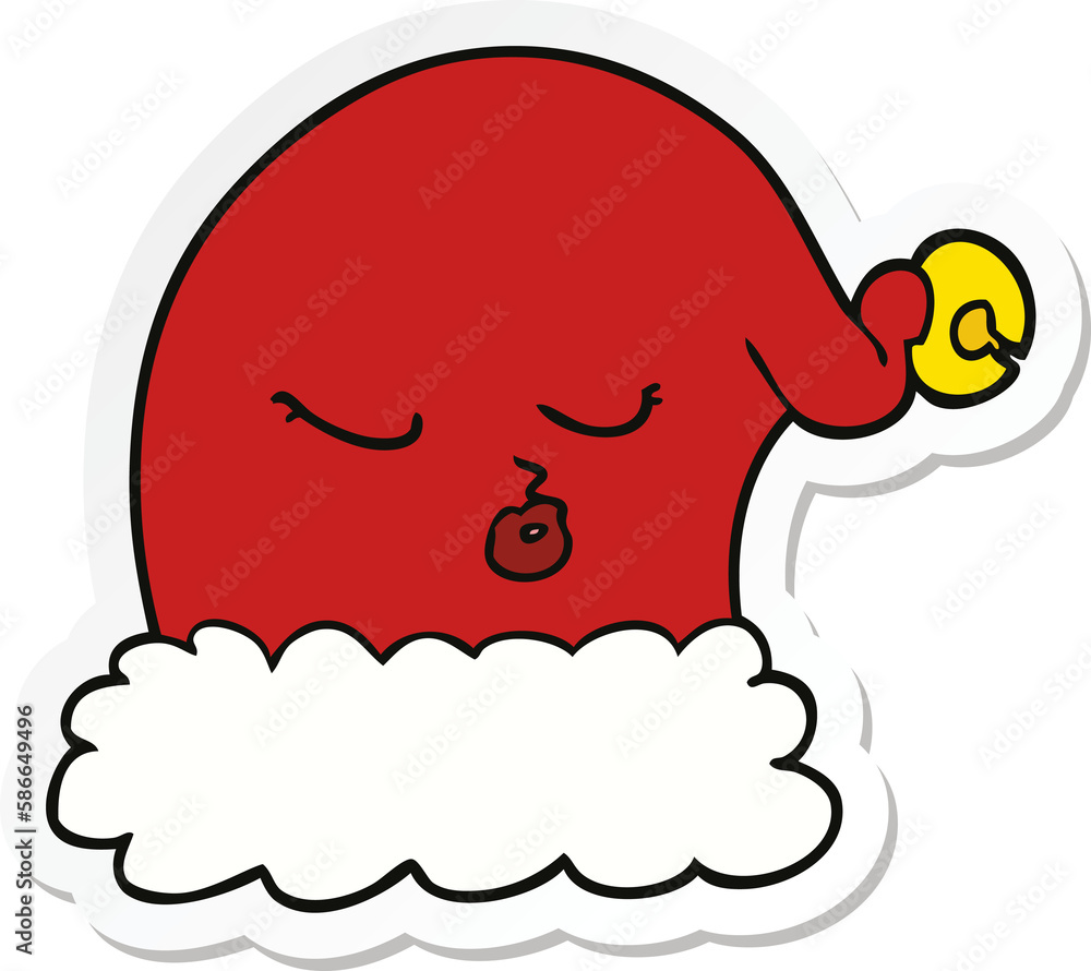 sticker of a cartoon christmas santa hat sticker of a cartoon christmas santa hat