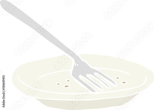 flat color illustration of a cartoon empty plate