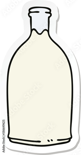 sticker of a quirky hand drawn cartoon milk bottle