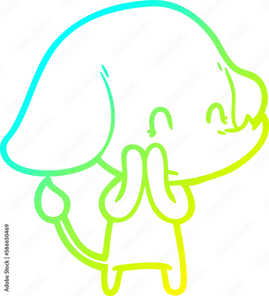 cold gradient line drawing cute cartoon elephant cold gradient line drawing cute cartoon elephant