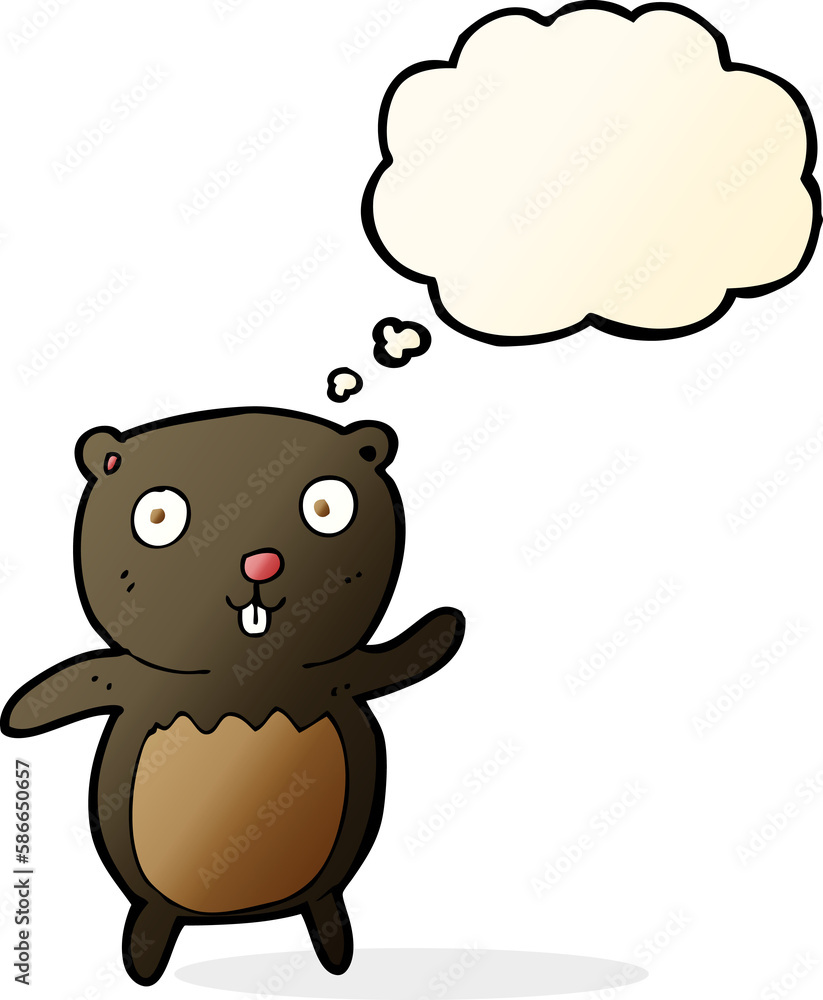 cartoon black bear cub with thought bubble cartoon black bear cub with thought bubble