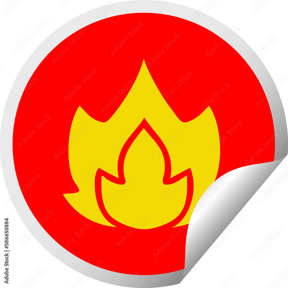 circular peeling sticker cartoon fire circular peeling sticker cartoon fire