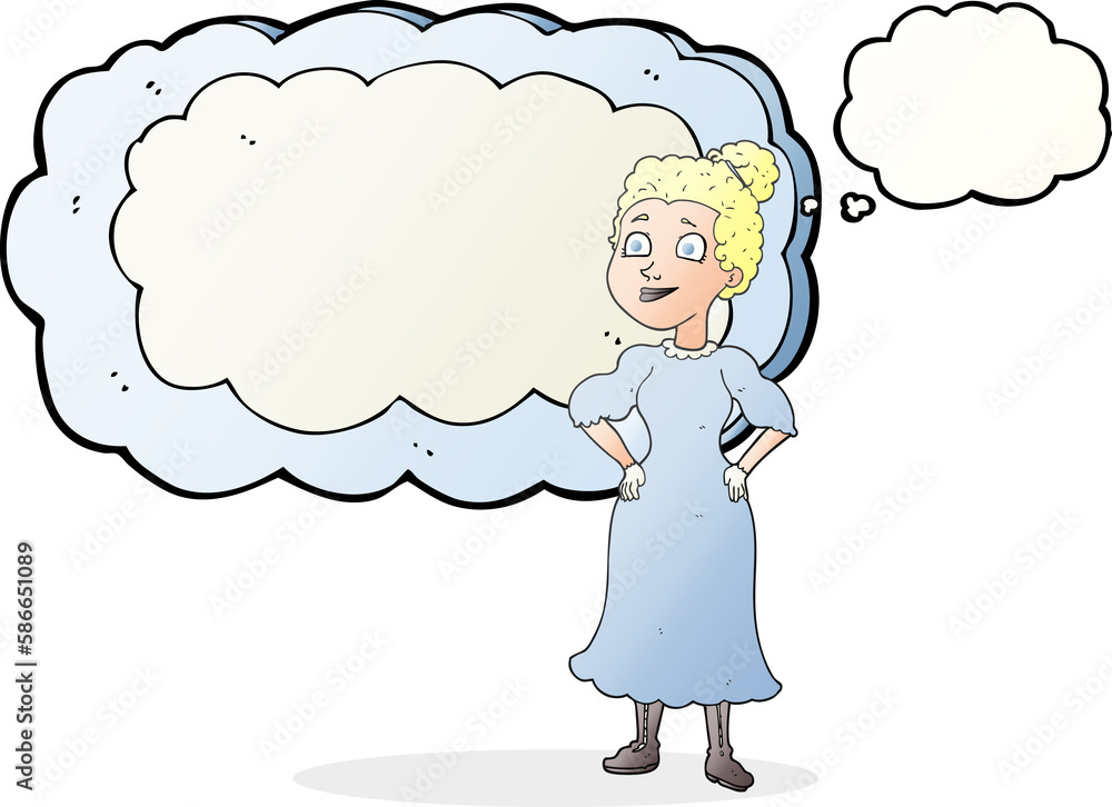 thought bubble cartoon victorian woman in dress thought bubble cartoon victorian woman in dress