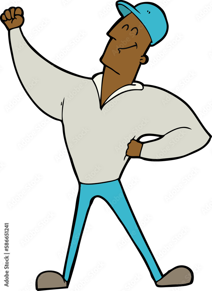 Obraz premium cartoon man striking heroic pose