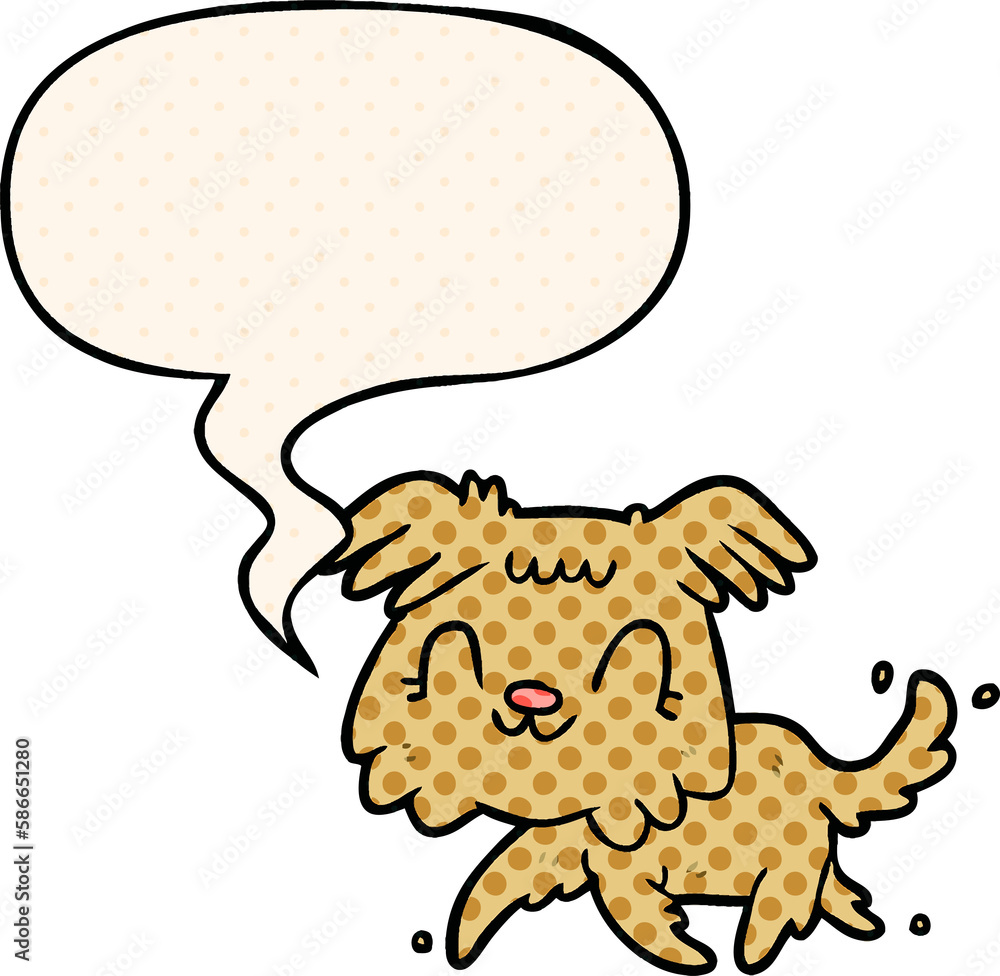 cartoon little dog and speech bubble in comic book style cartoon little dog and speech bubble in comic book style