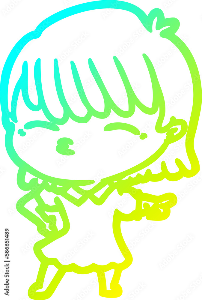 cold gradient line drawing cartoon woman cold gradient line drawing cartoon woman