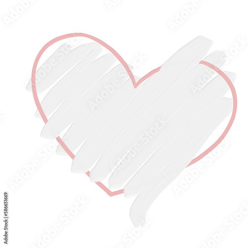acrylic oil brush heart shape in hearted frame element_pinkandwhite_file png photo