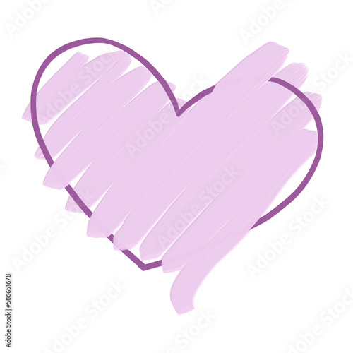 acrylic oil brush heart shape in hearted frame element_purple_file png
