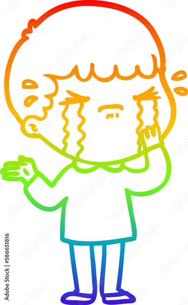 rainbow gradient line drawing cartoon man crying rainbow gradient line drawing cartoon man crying