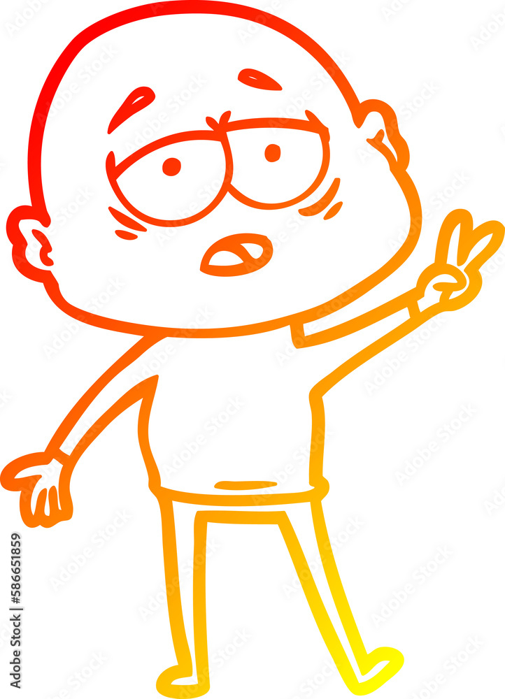 warm gradient line drawing cartoon tired bald man warm gradient line drawing cartoon tired bald man