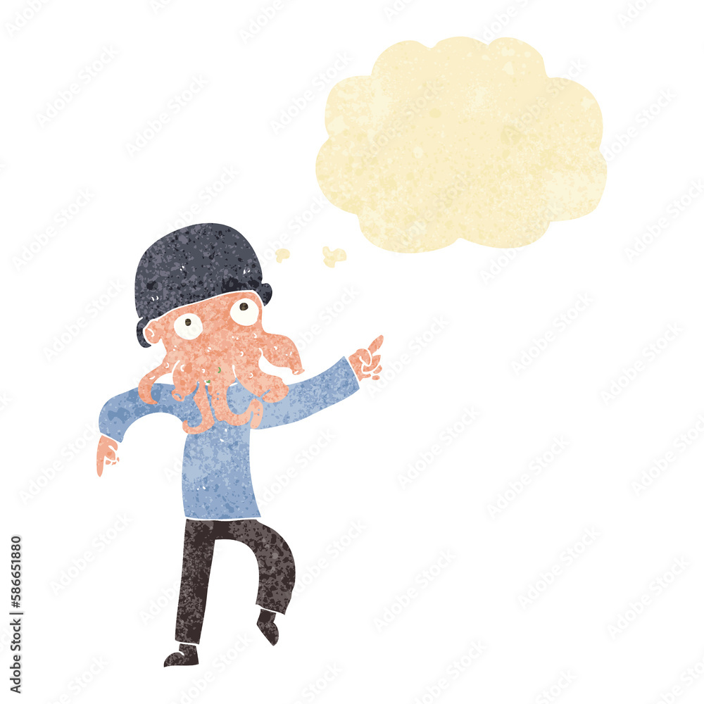 cartoon alien man dancing with thought bubble cartoon alien man dancing with thought bubble
