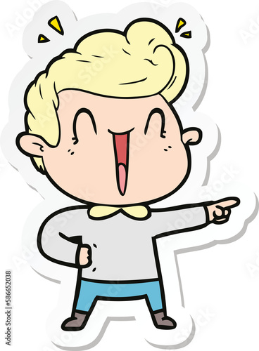 sticker of a cartoon excited man