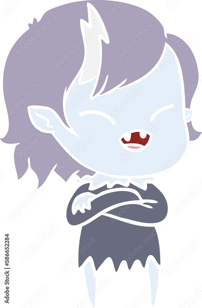 flat color style cartoon laughing vampire girl flat color style cartoon laughing vampire girl